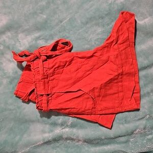 Orange linen shorts